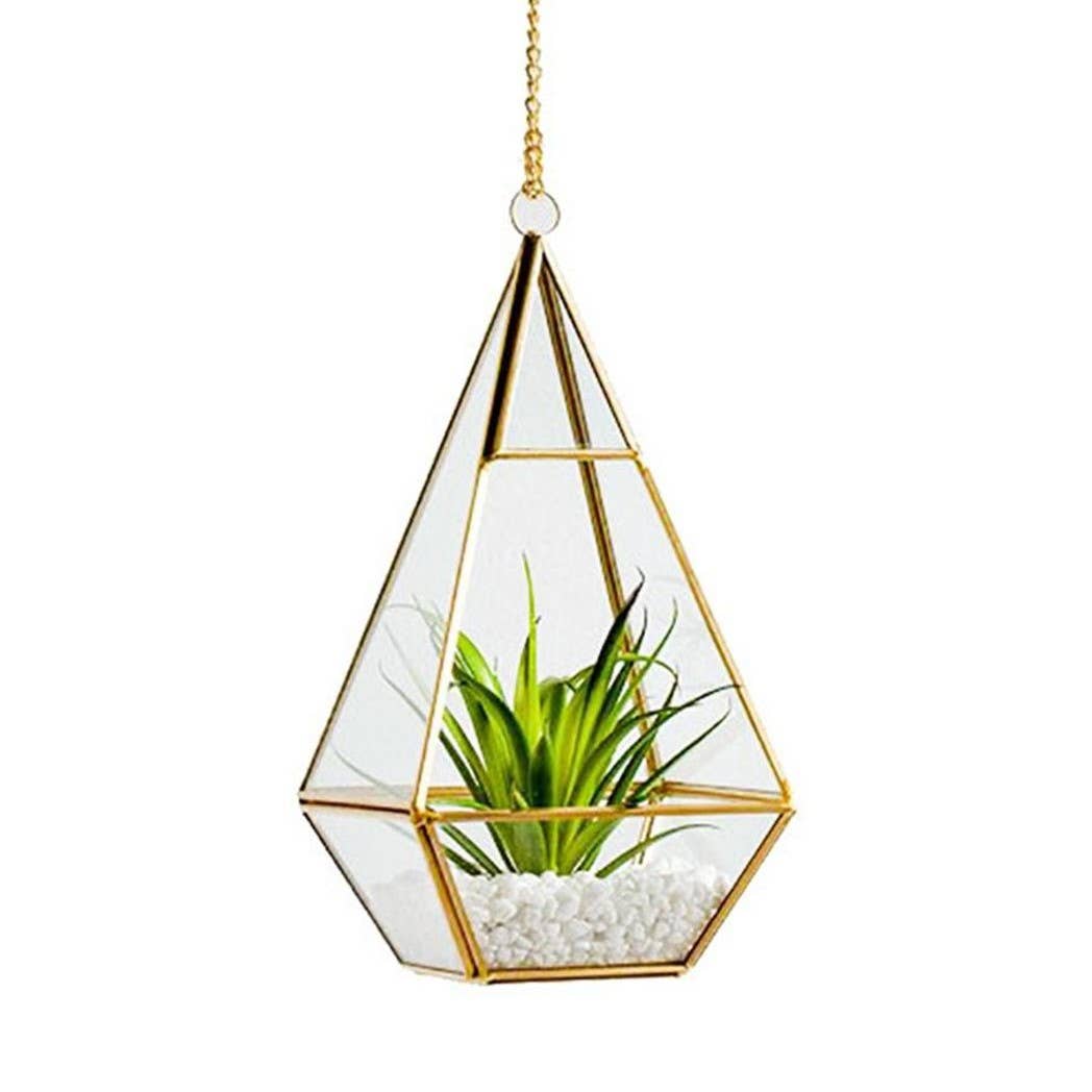 WGV Copper Gold Raised Pyramid Geometric Terrarium - 9.5"H