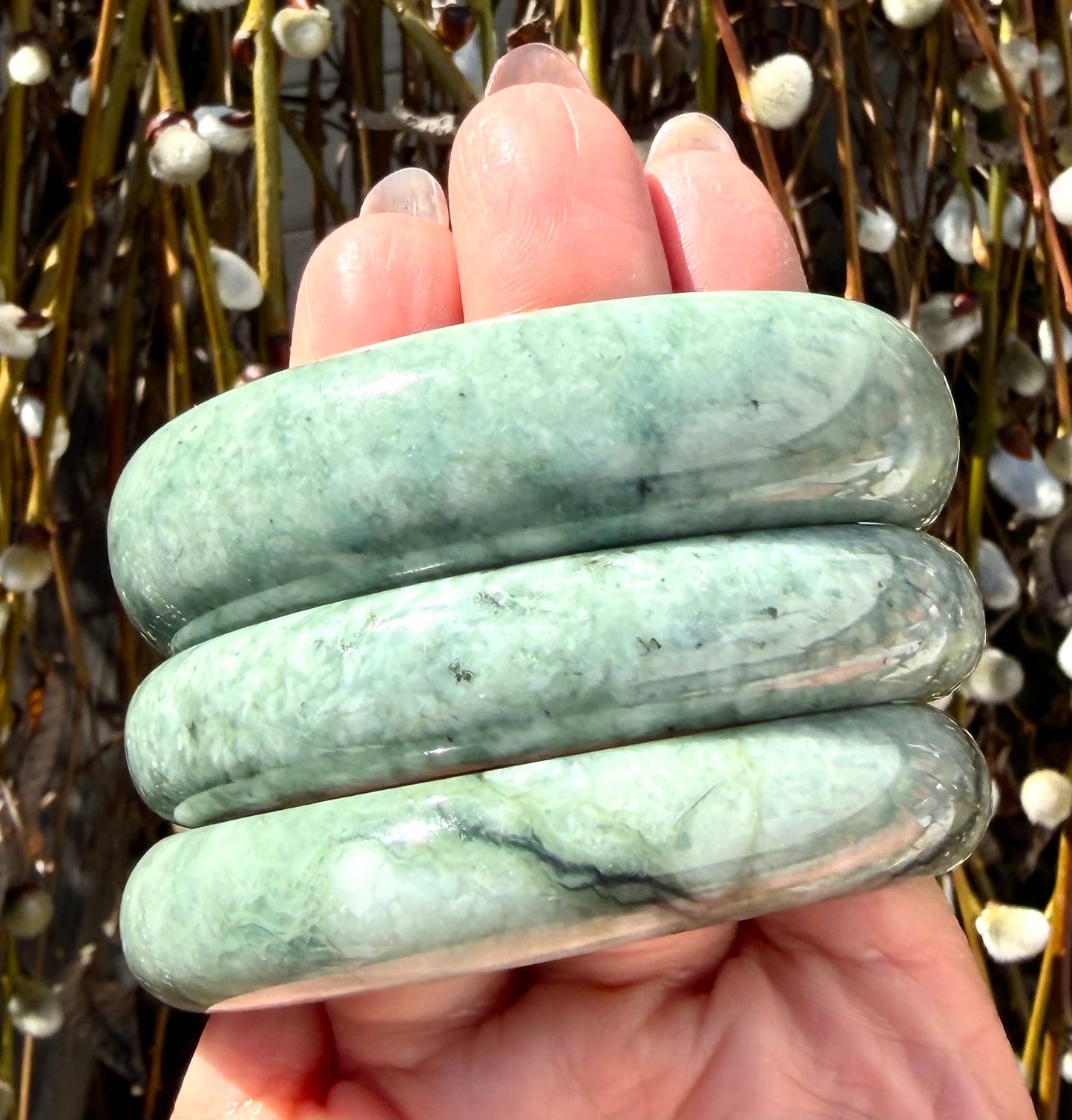 Natural Burma Jade Bangle Bracelet Crystal Healing Energy