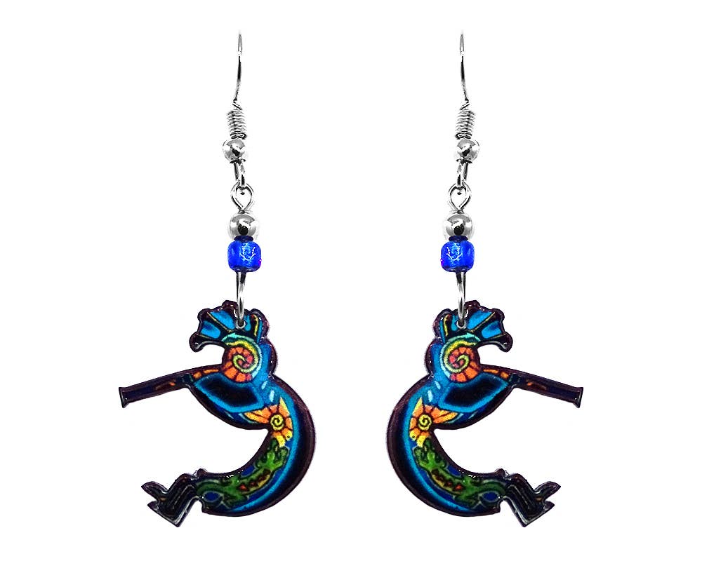 Acrylic Kokopelli Southwestern Native Deity Dangle Earrings