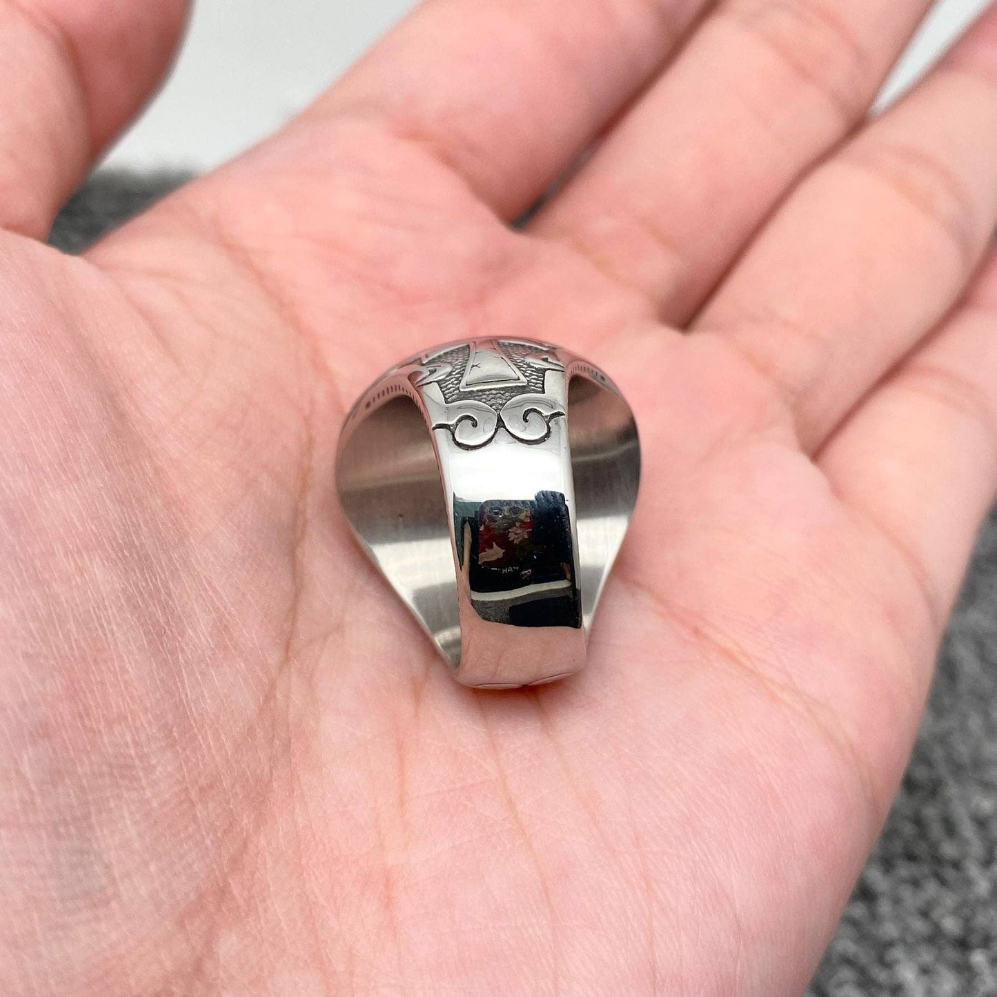 Ankh Double-headed Eagle Stainless Steel Ring - MJ/MR: 13