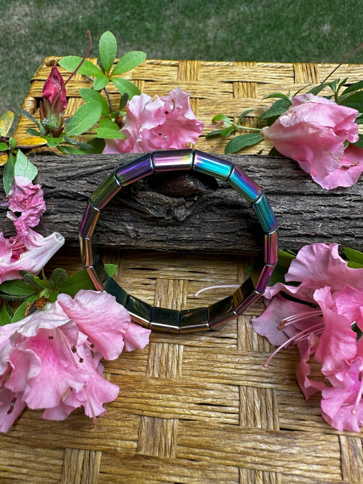 Titanium Hematite Bangle Bracelet