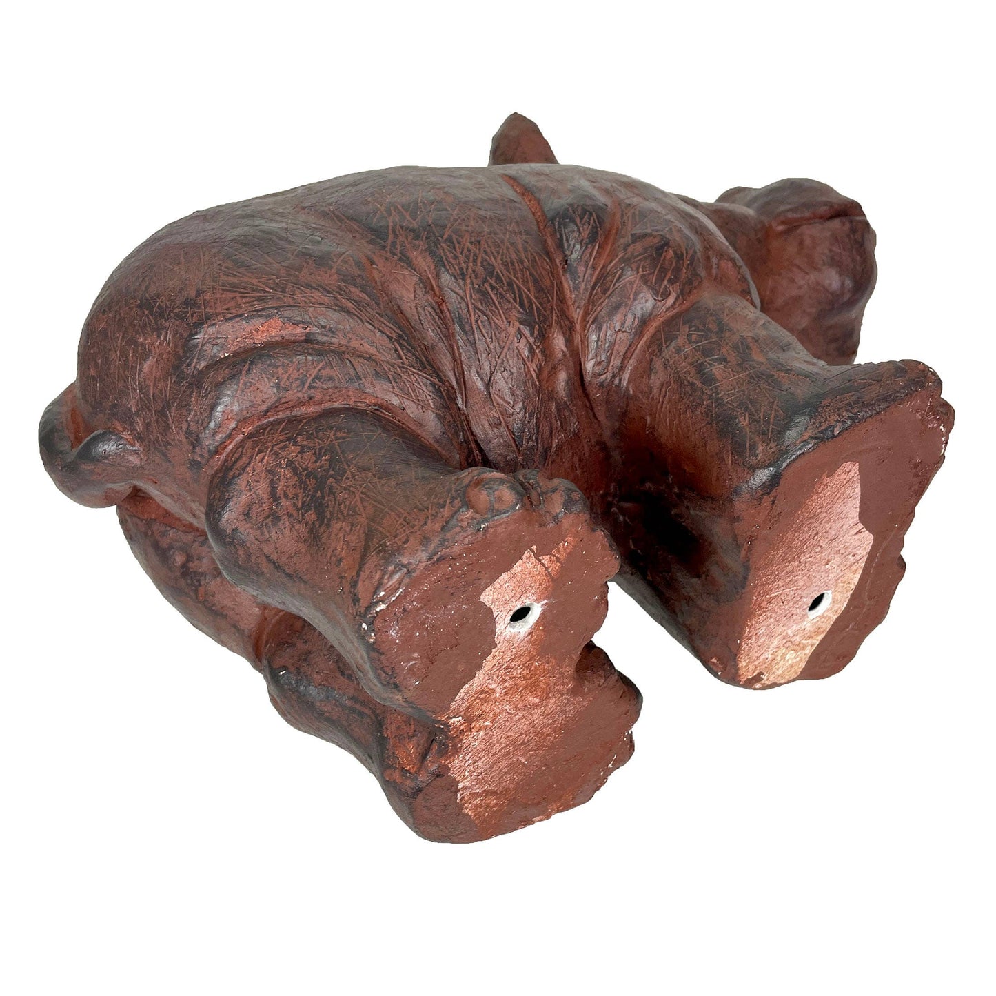 Charming Brown Hippopotamus Planter with Drain Hole