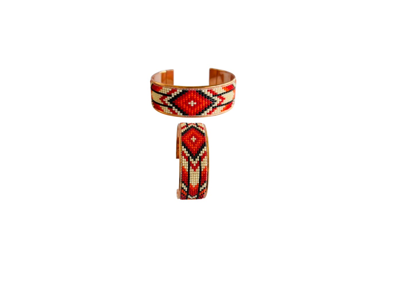 699-1' Pure Copper Native Style Handmade Czech Bead Cuff