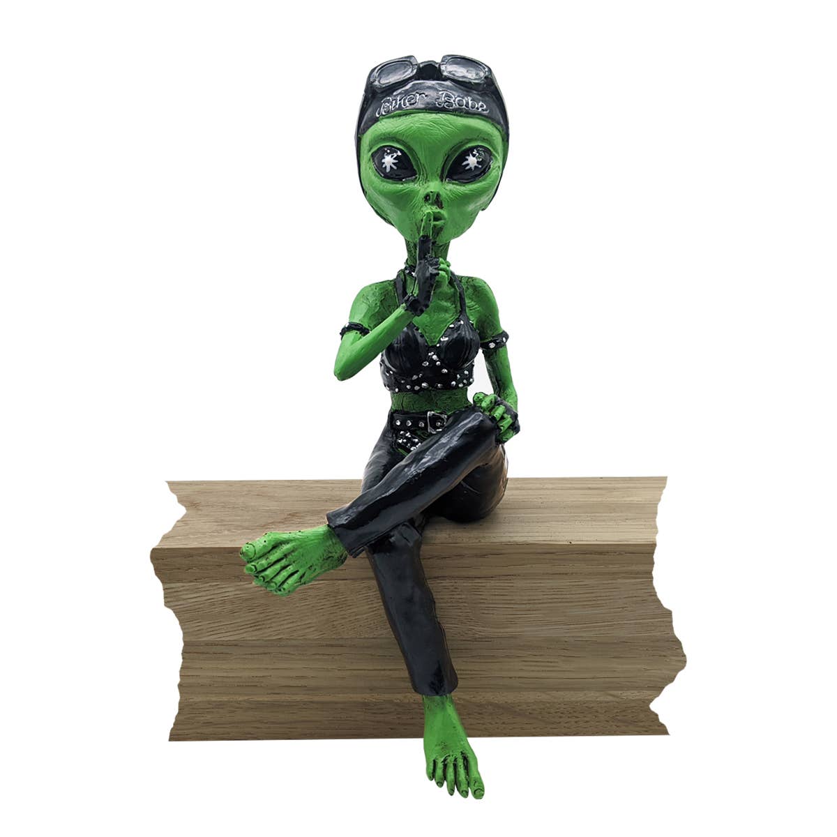 Alien Ledge Loungers “Biker Dude & Babe” 10" H tall Figurine Set: Green