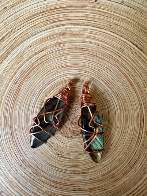 Labradorite Cabochons Copper wrapped pendant