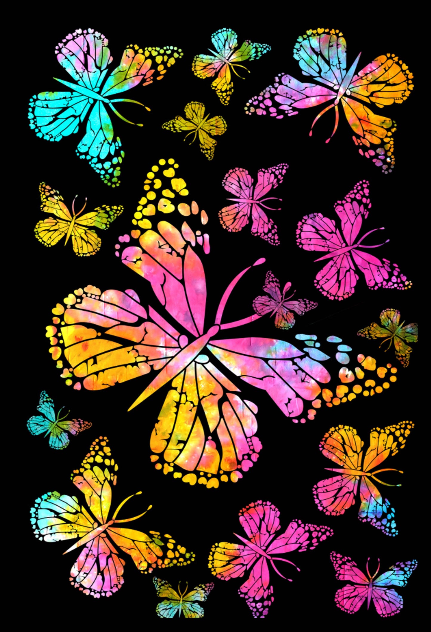 55x83 Tie Dye Butterfly Family Tapestry