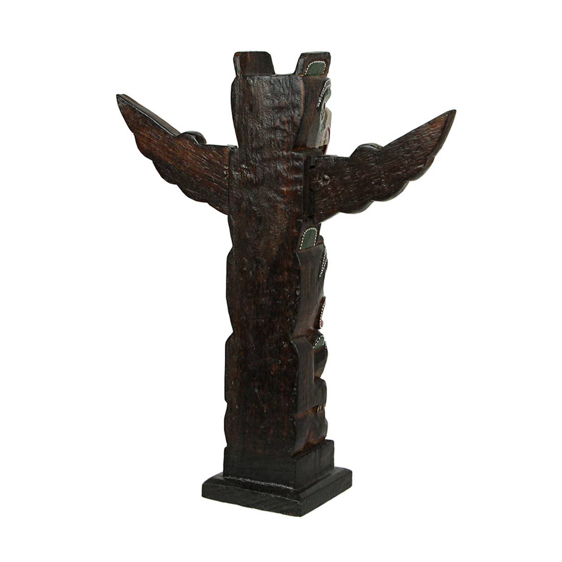 Wooden Dot Painted Eagle Totem with Spread Wings 12 Inch