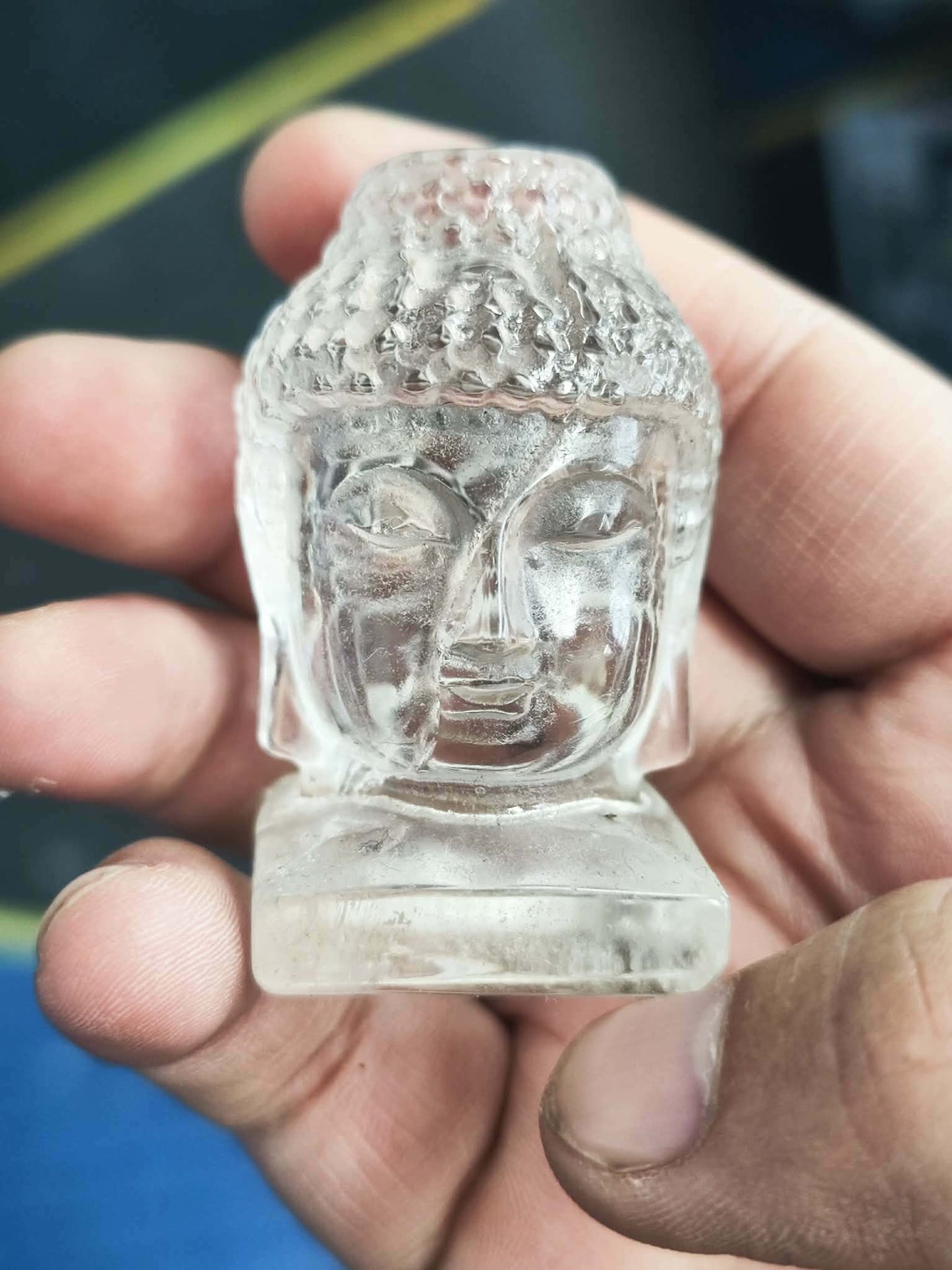 Clear Quartz Buddha Head Crystal Carving 6 cm
