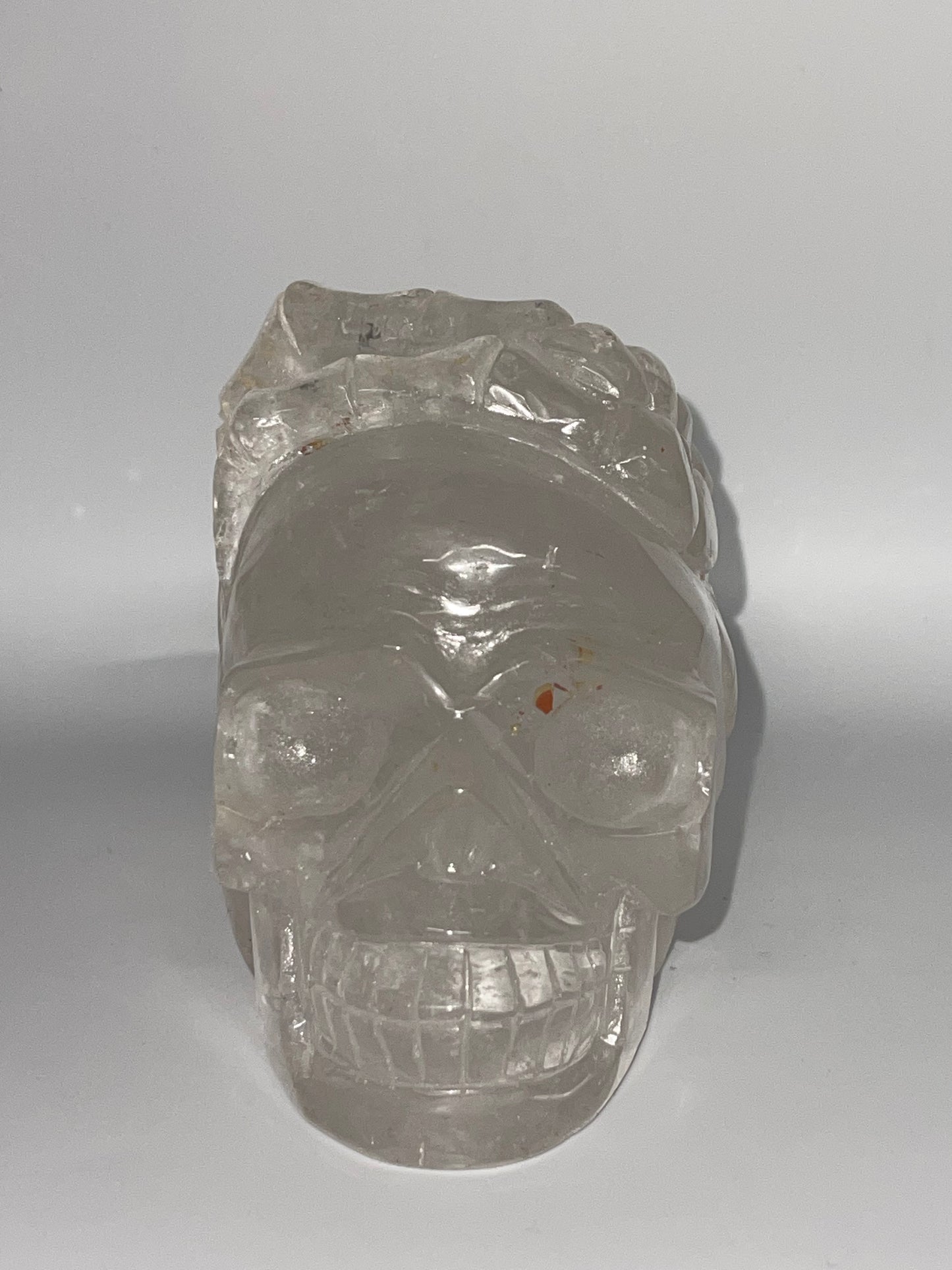Clear Quartz Skull Head Large Carving with Hand Engraving