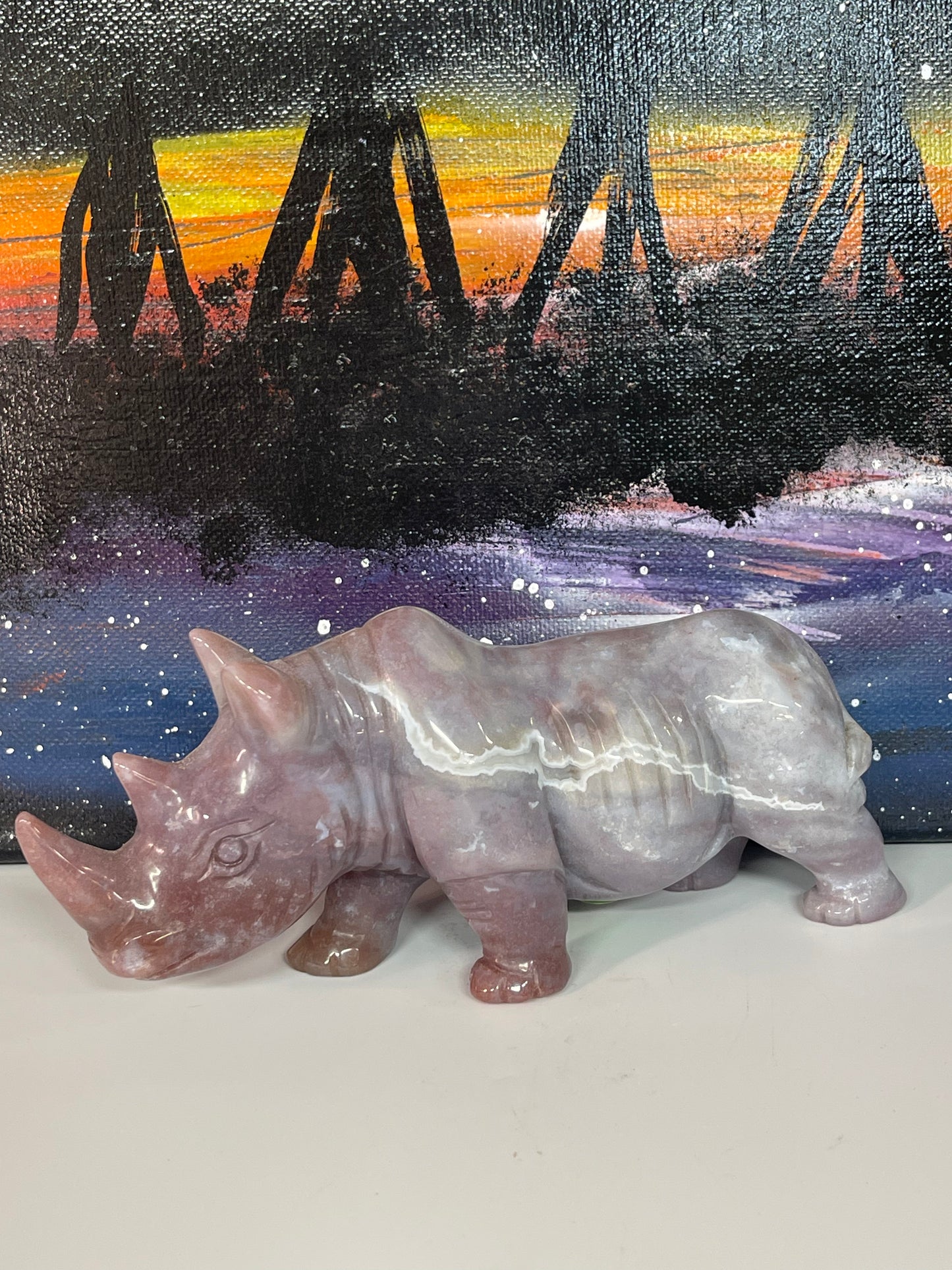 Purple Aventurine Rhinoceros Crystal Carving