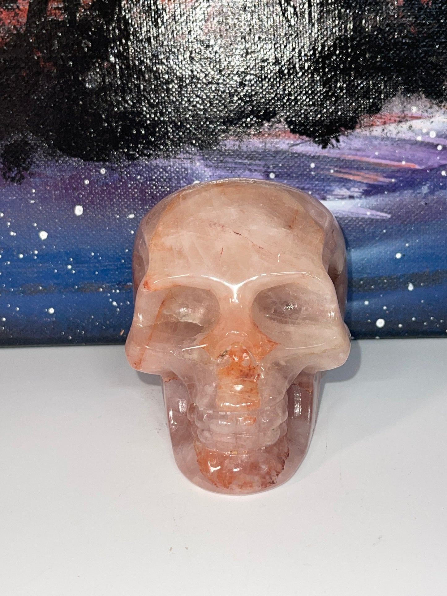 Fire Quartz Skull Head Crystal Carving