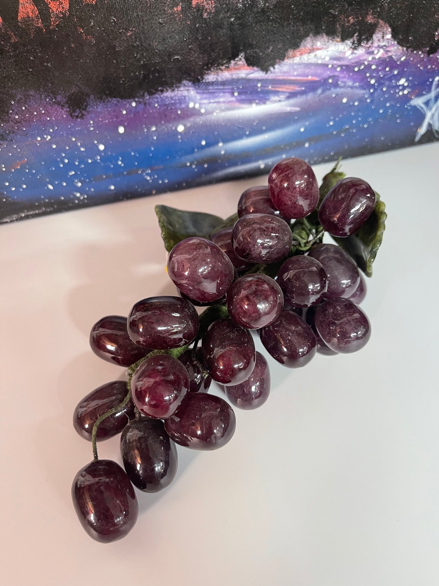 Red Jade Grapes Crystal Carving
