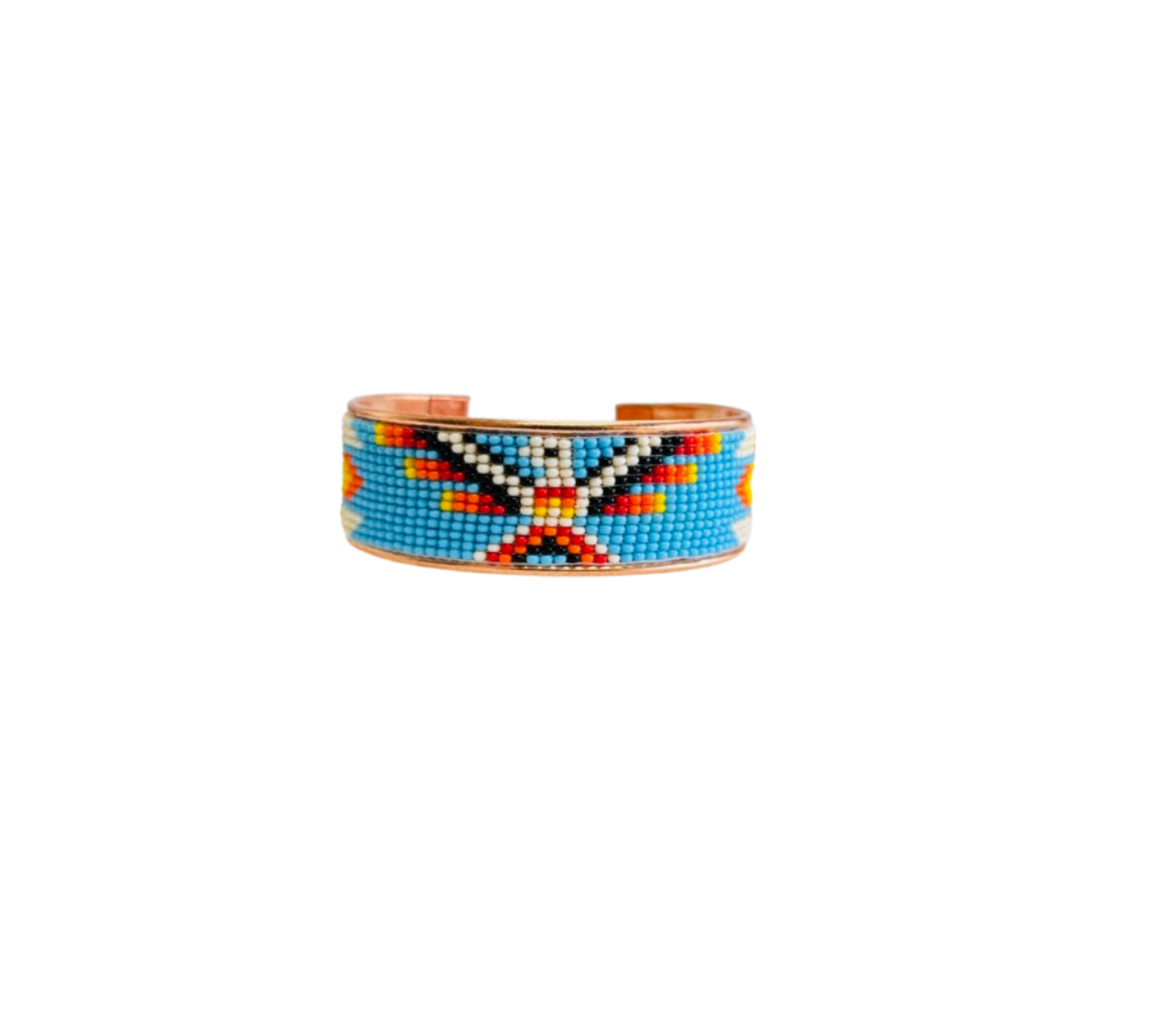 699-1' Pure Copper Native Style Handmade Czech Bead Cuff