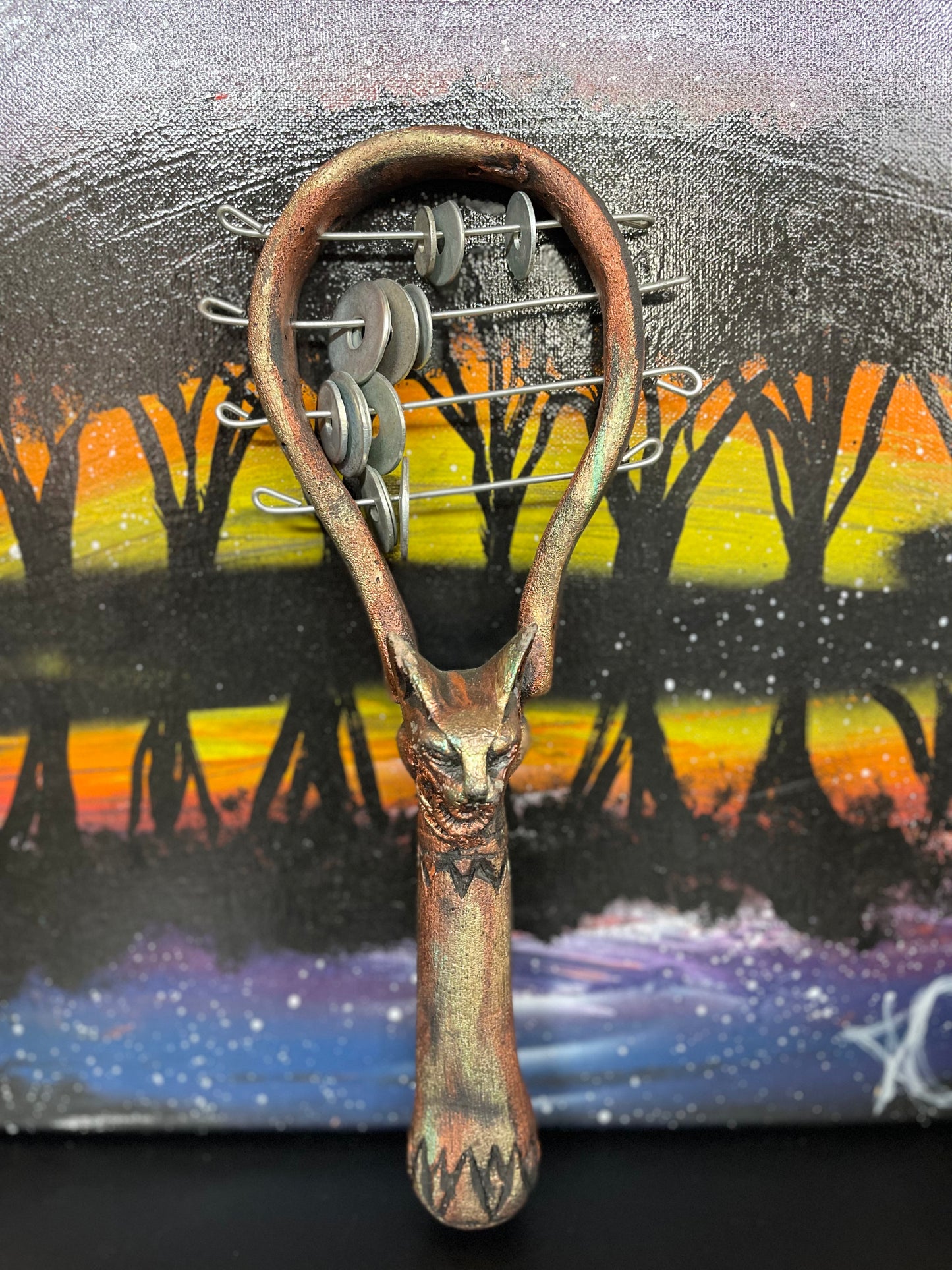 Sistrum Wood Bastet Egyptian Musical Instrument