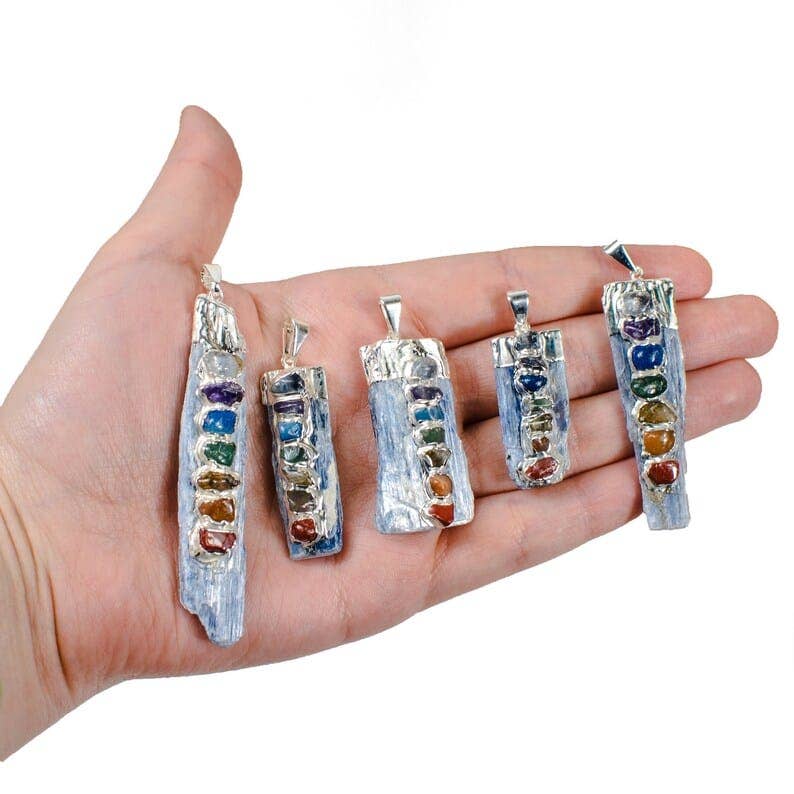 Crystal Raw Blue Kyanite Chakra Pendants Silver Gold Plated: Gold