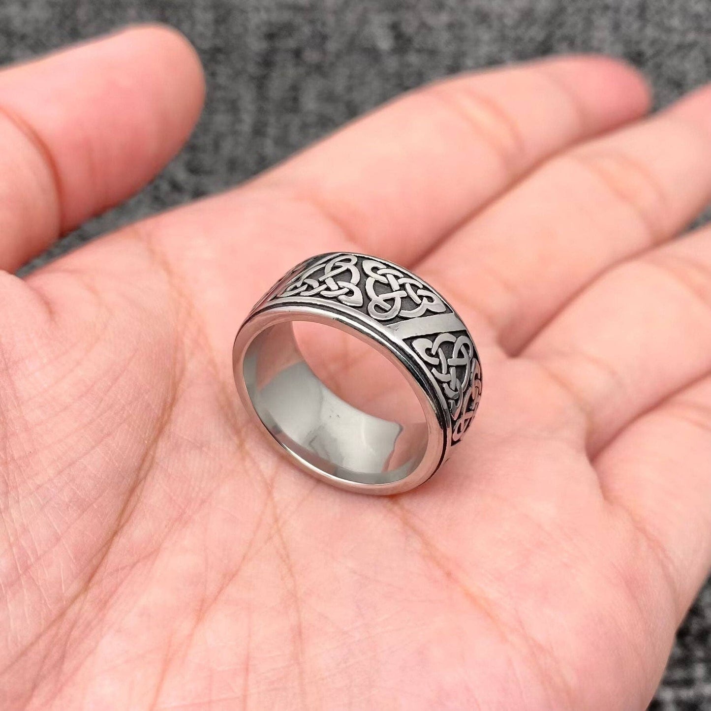 Viking Celtic Trinity Knot Stainless Steel Ring -