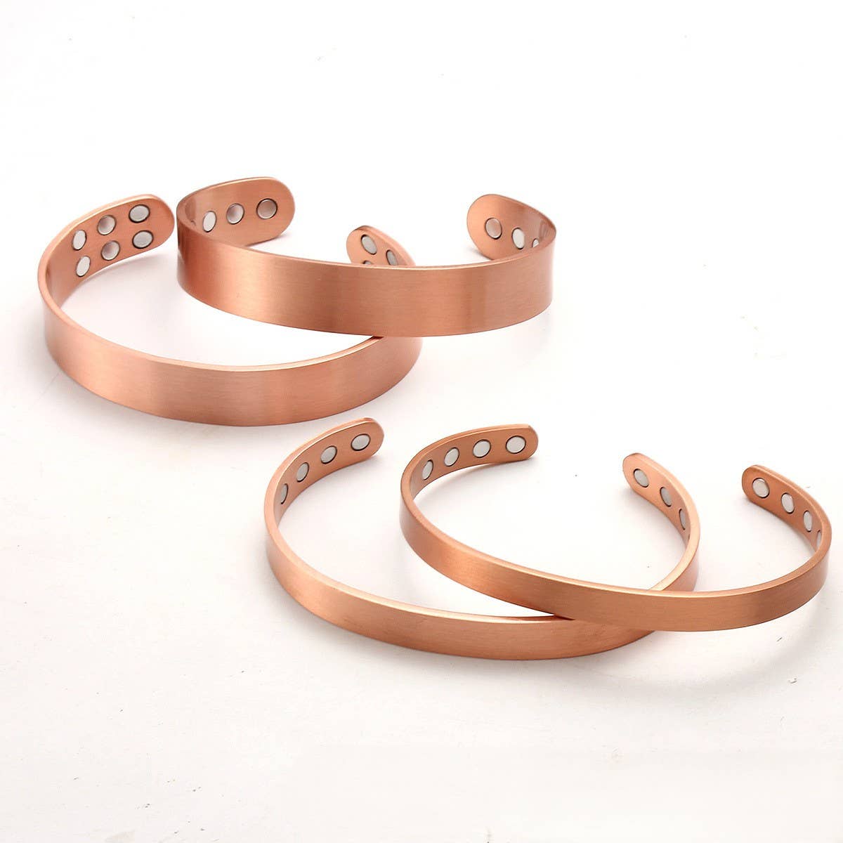 Polished Copper Magnetic Energy Couple Bracelet: 11Magnetic
