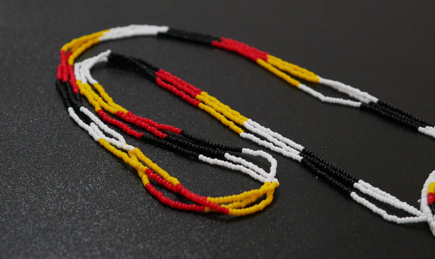 Native American Style Beaded Bear Paw medallions (Black): Black