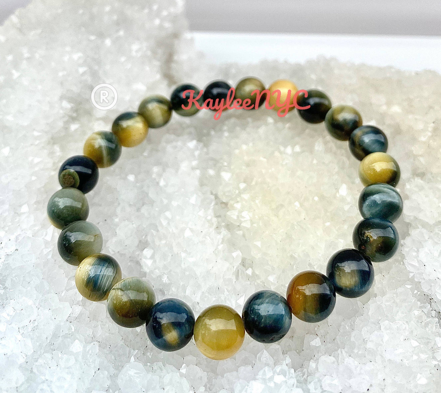 6 Pcs Natural Dream Tiger Eye 8mm 7.5” Stretch Bracelet