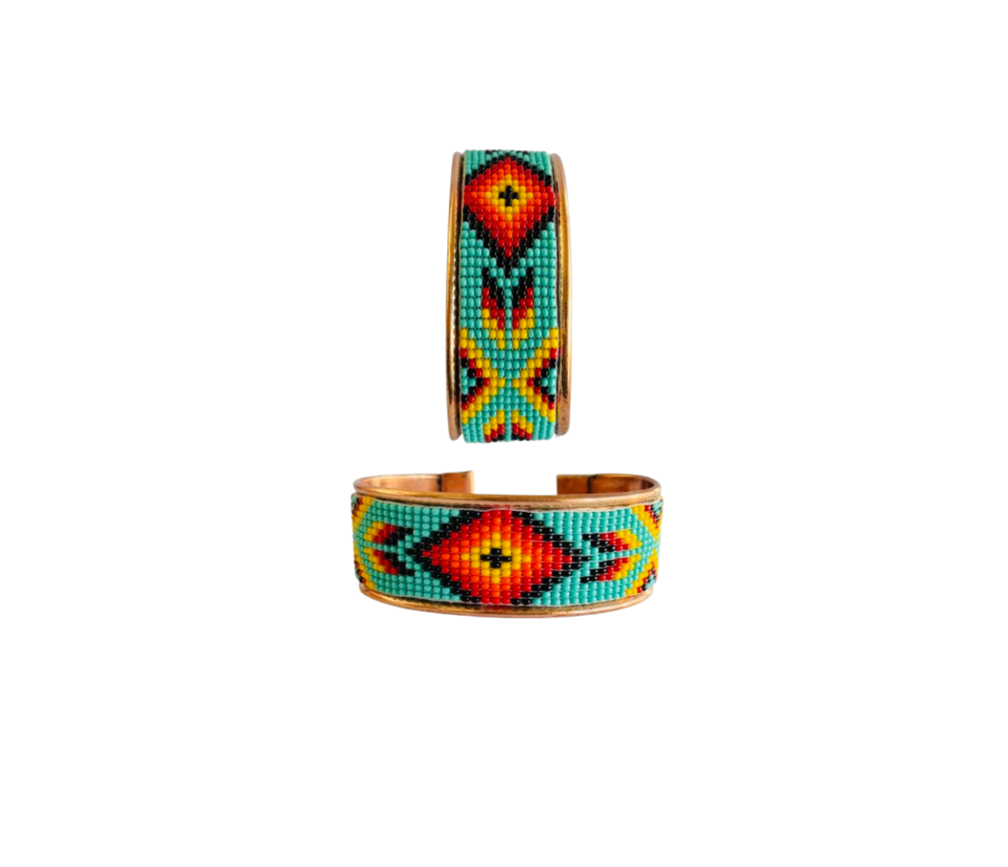 699-1' Pure Copper Native Style Handmade Czech Bead Cuff