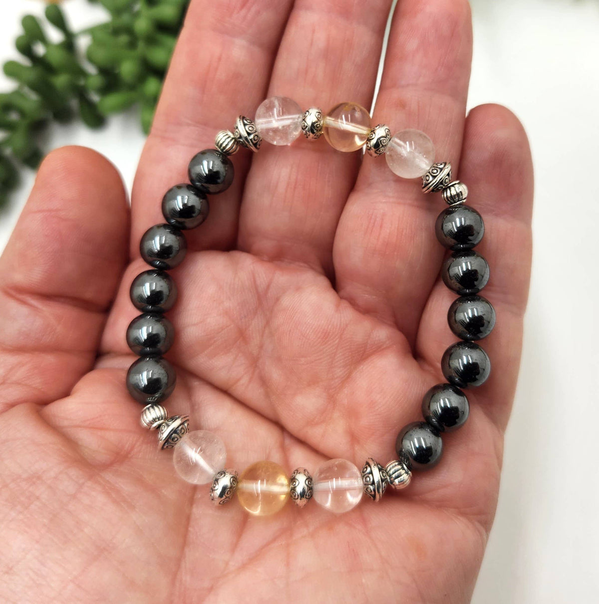 EMPATH PROTECTION-Citrine/Clear Quratz/Hematite Bracelet: OPTION #1: Bracelets Only