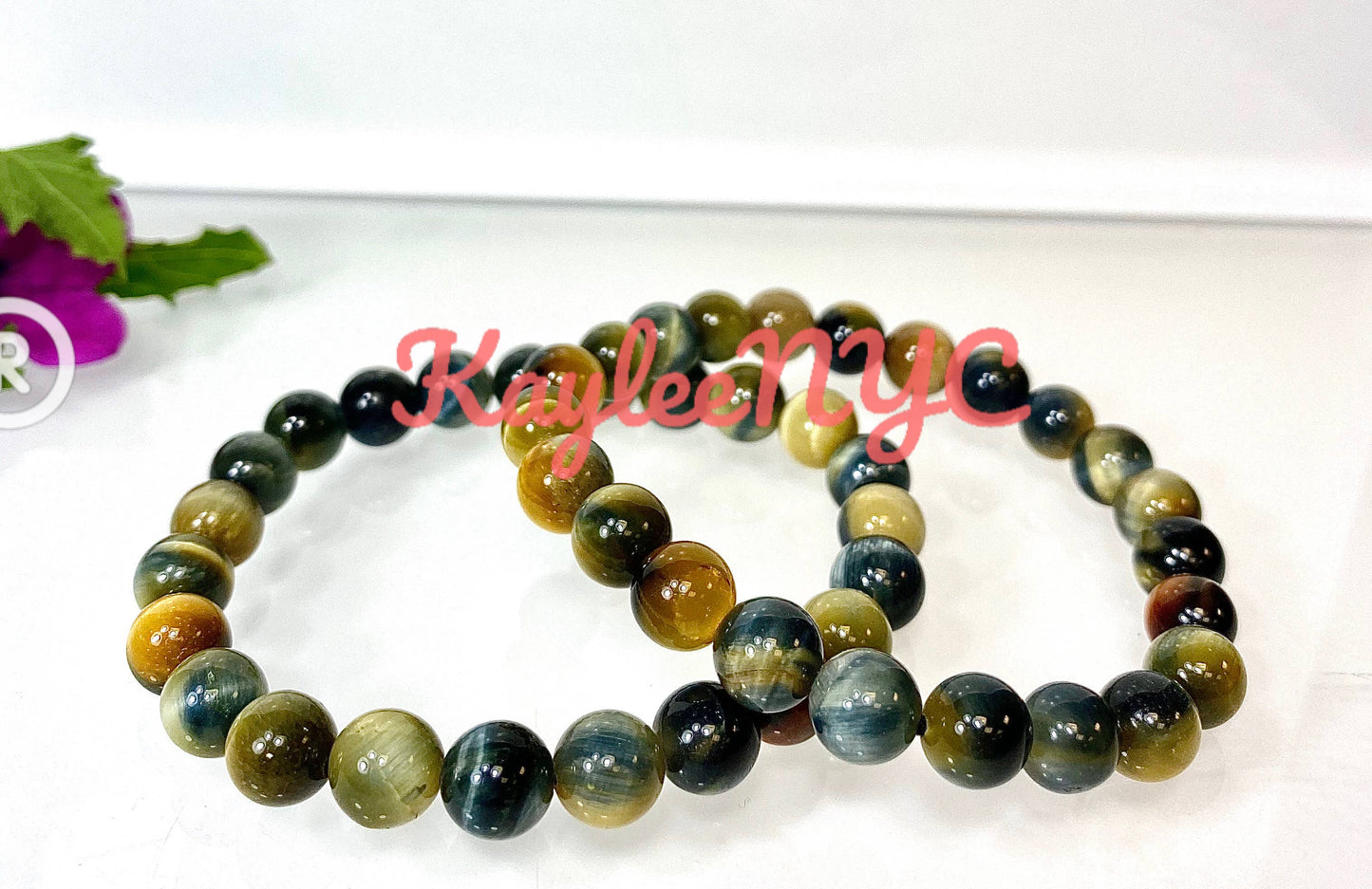 6 Pcs Natural Dream Tiger Eye 8mm 7.5” Stretch Bracelet