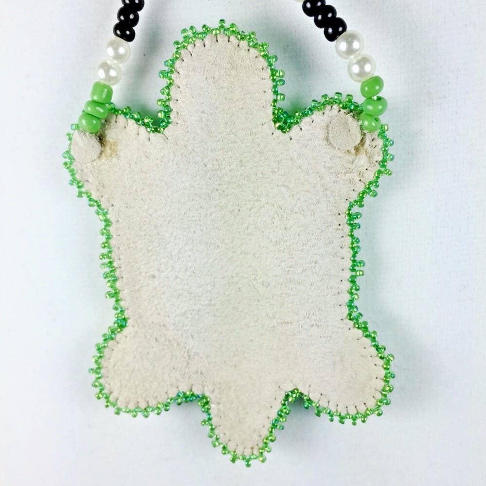 Handmade Blue Green White Turtle Long Necklace Earring Set