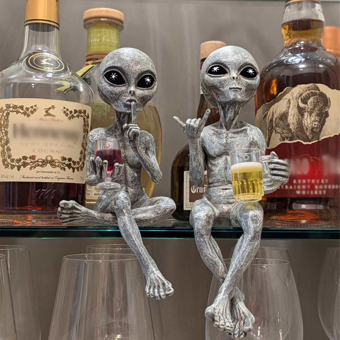 Party Alien Shelf Sitters 10" tall Figurine Set: Gray