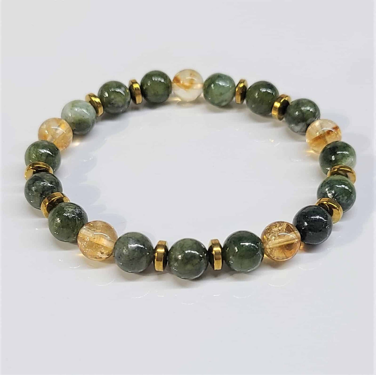 Green Jade + Citrine 8 mm Bracelet