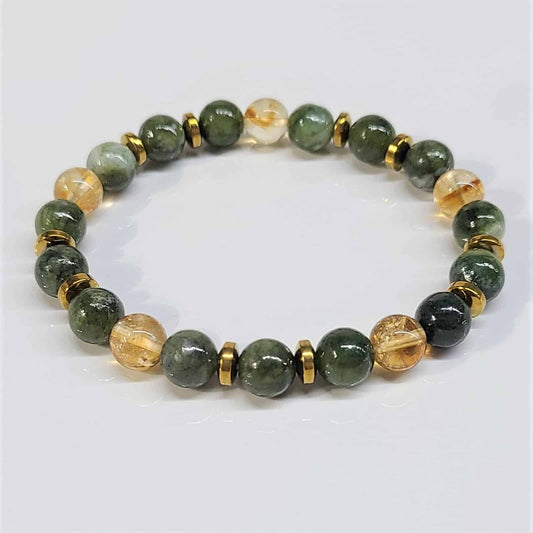 Green Jade + Citrine 8 mm Bracelet