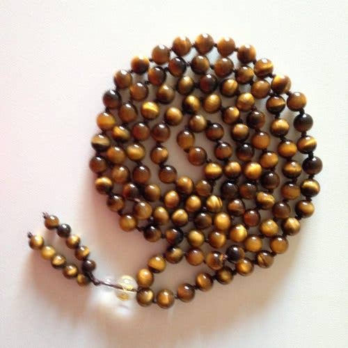 Tiger Eye Malas With Beaded Tassel - 6mm