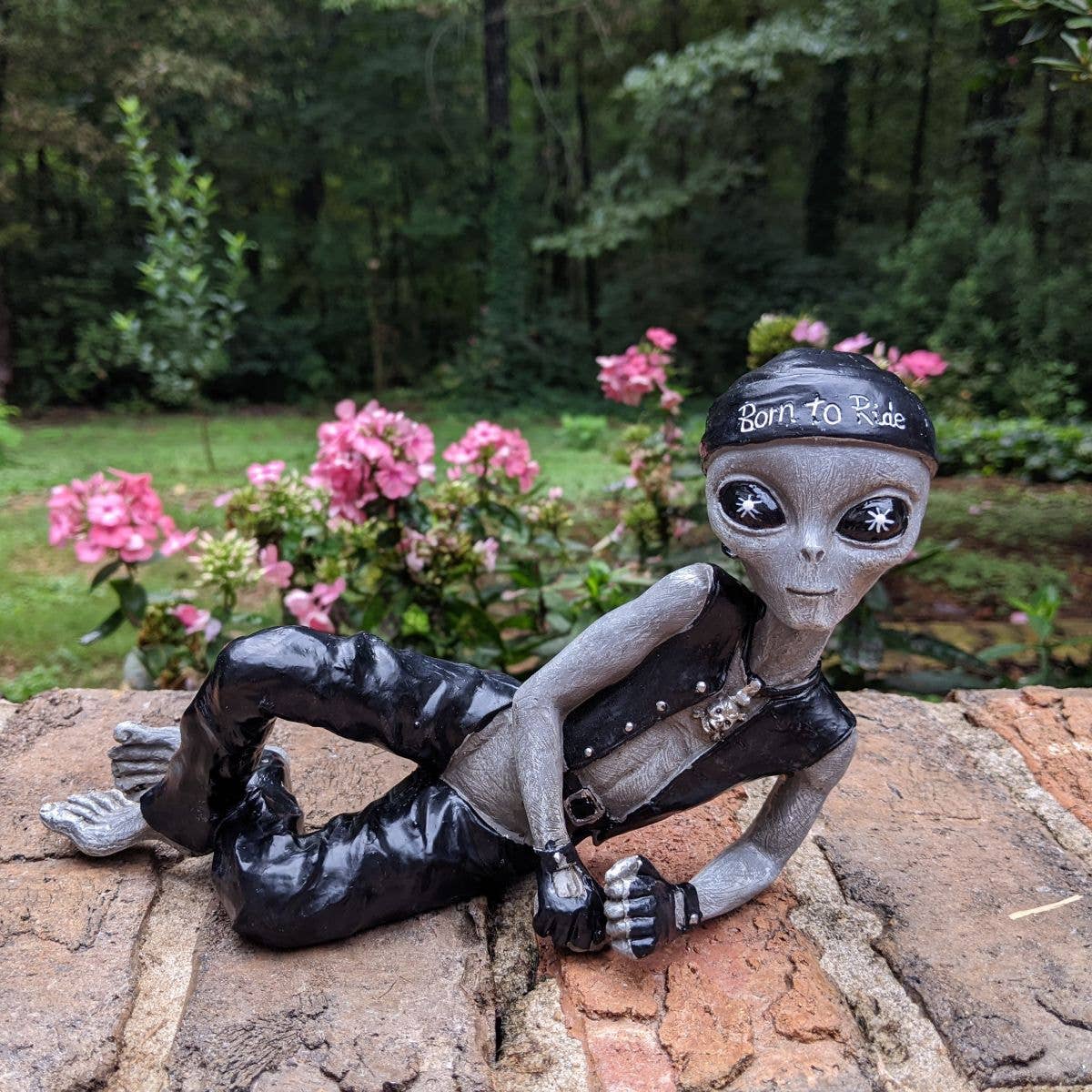 Alien Sexy Biker Dude Lying 10 inch Figurine: Gray