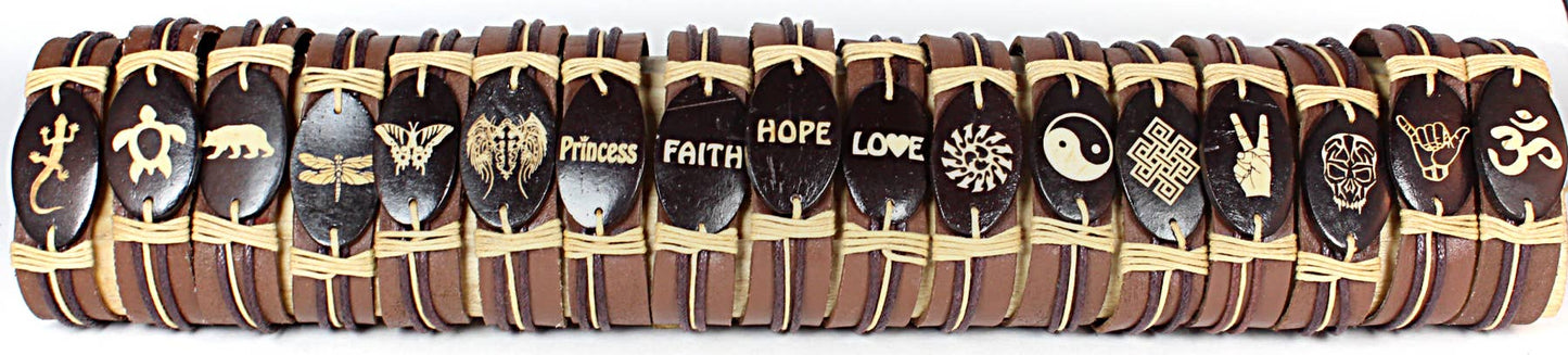 Leather bracelet laser engraved closeout