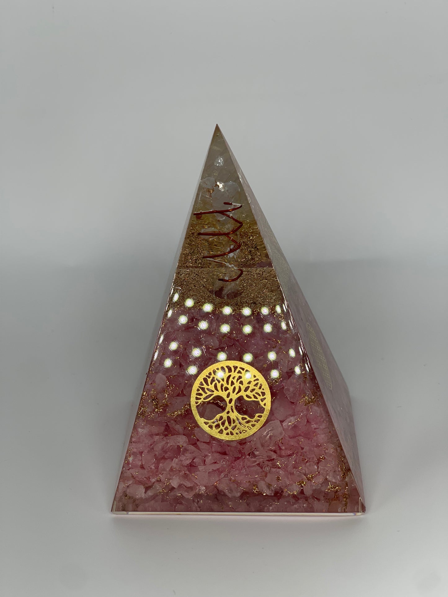 Rose Quartz 5.5 inch Orgonite Pyramid