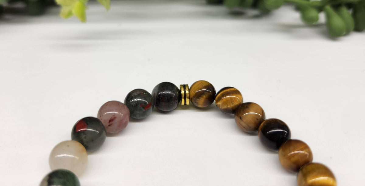 ABUNDANCE - Green Jade/Tiger Eye/Bloodstone Bracelet 8mm: OPTION #1: Bracelets Only
