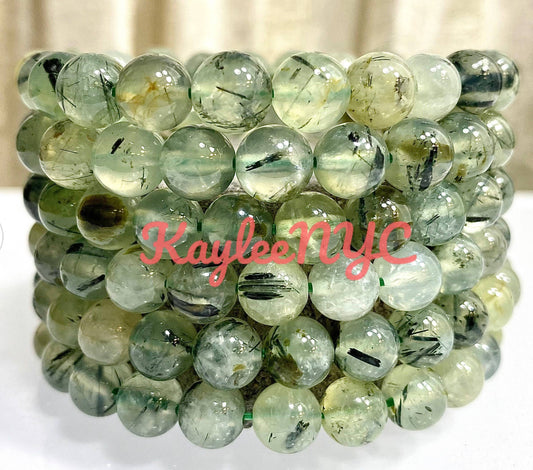 Wholesale Lot 6 Pcs Natural Green Prehnite 8mm 7.5” Crystal