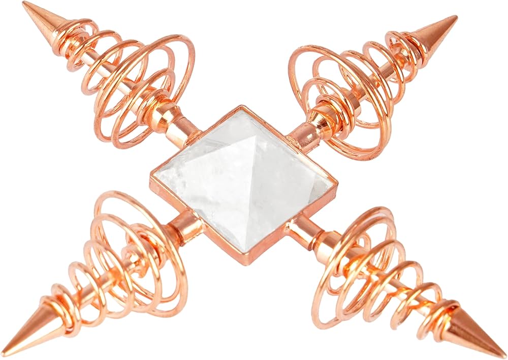 Clear Quartz Crystal Copper Generator Pyramid