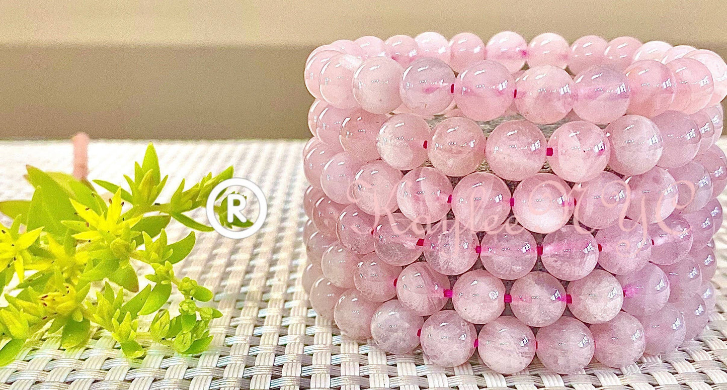 Wholesale 6 Pcs Natural Rose Quartz 8mm 7.5” Crystal Healing Stretch Bracelet