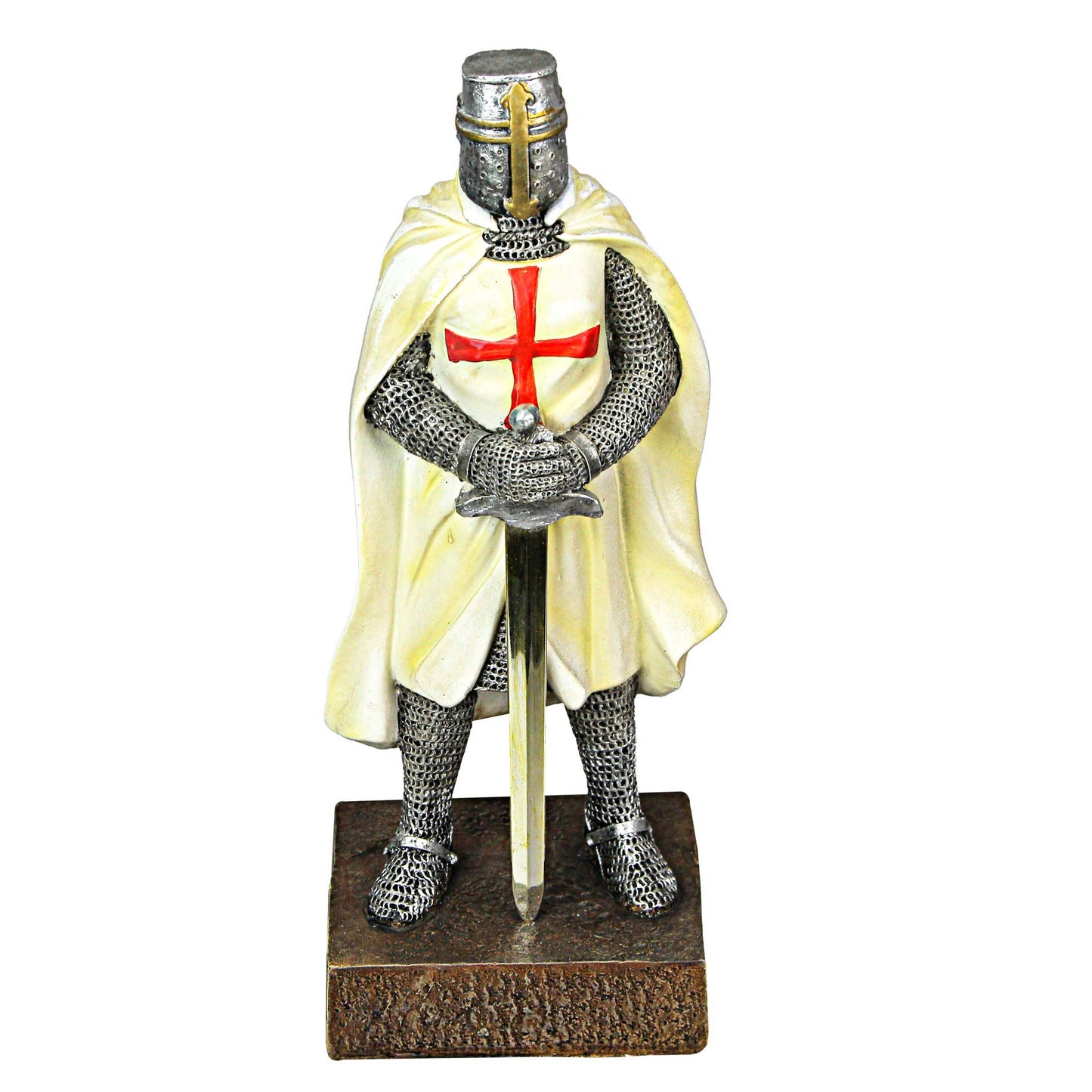 Medieval Templar Knight in Battle Armor Statue Figurine