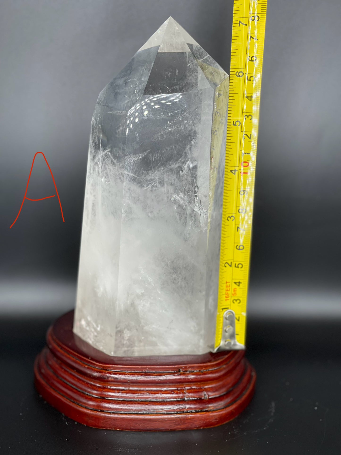 Clear Quartz Point w/ Rainbow Inclusion Large Crystal Piece A