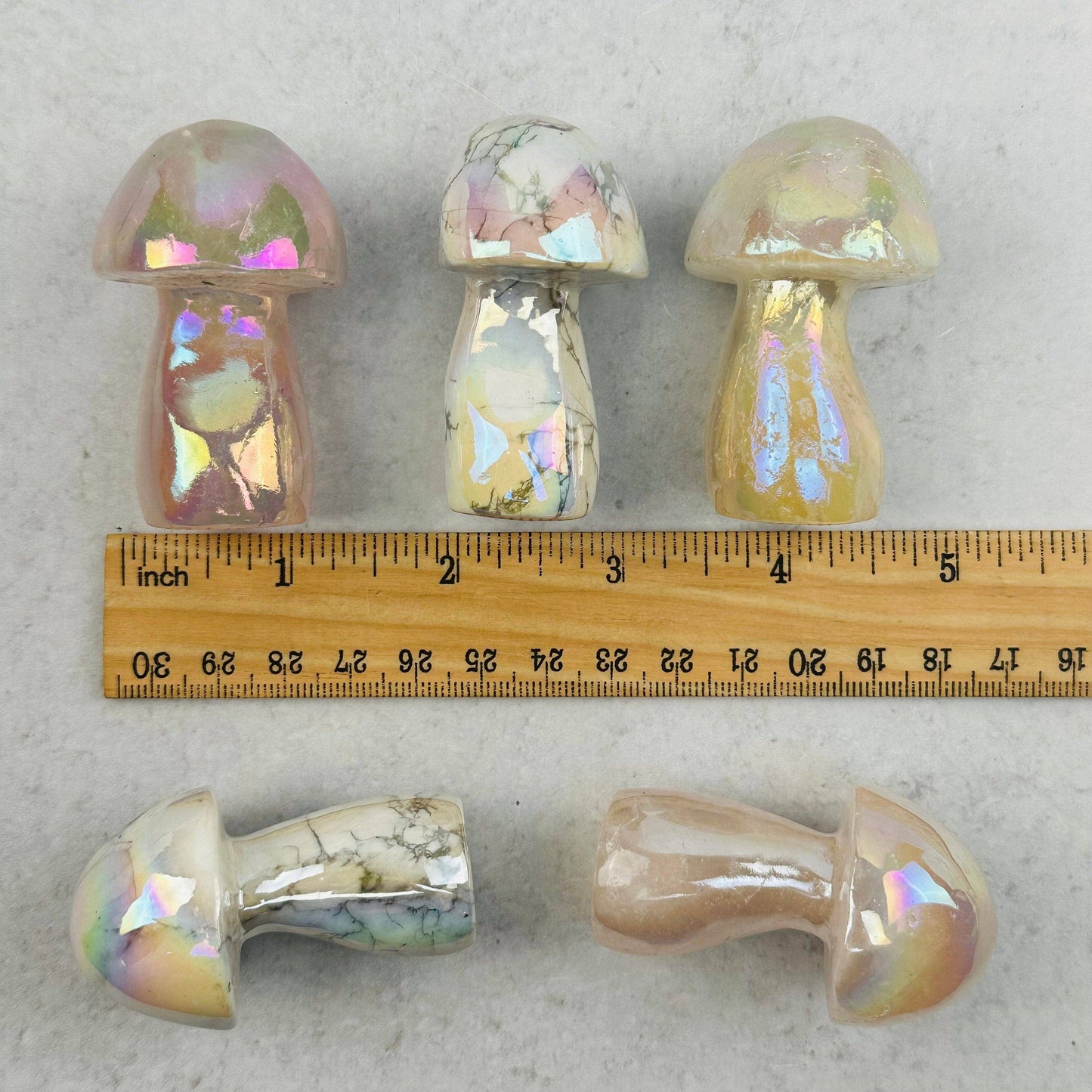 Gemstone Angel Aura Crystal Mushrooms - You Choose Stone: Angel Aura Rose Quartz