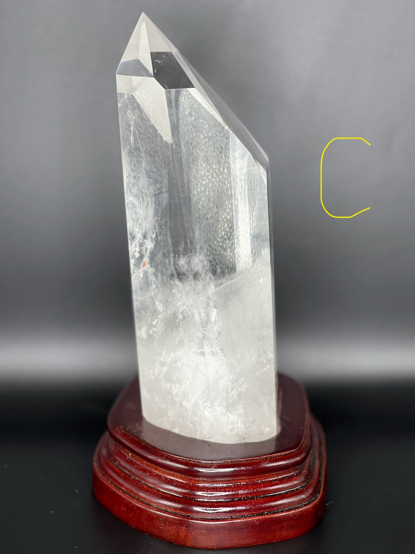 Clear Quartz Point with Rainbow Inclusion Large Crystal Piece C