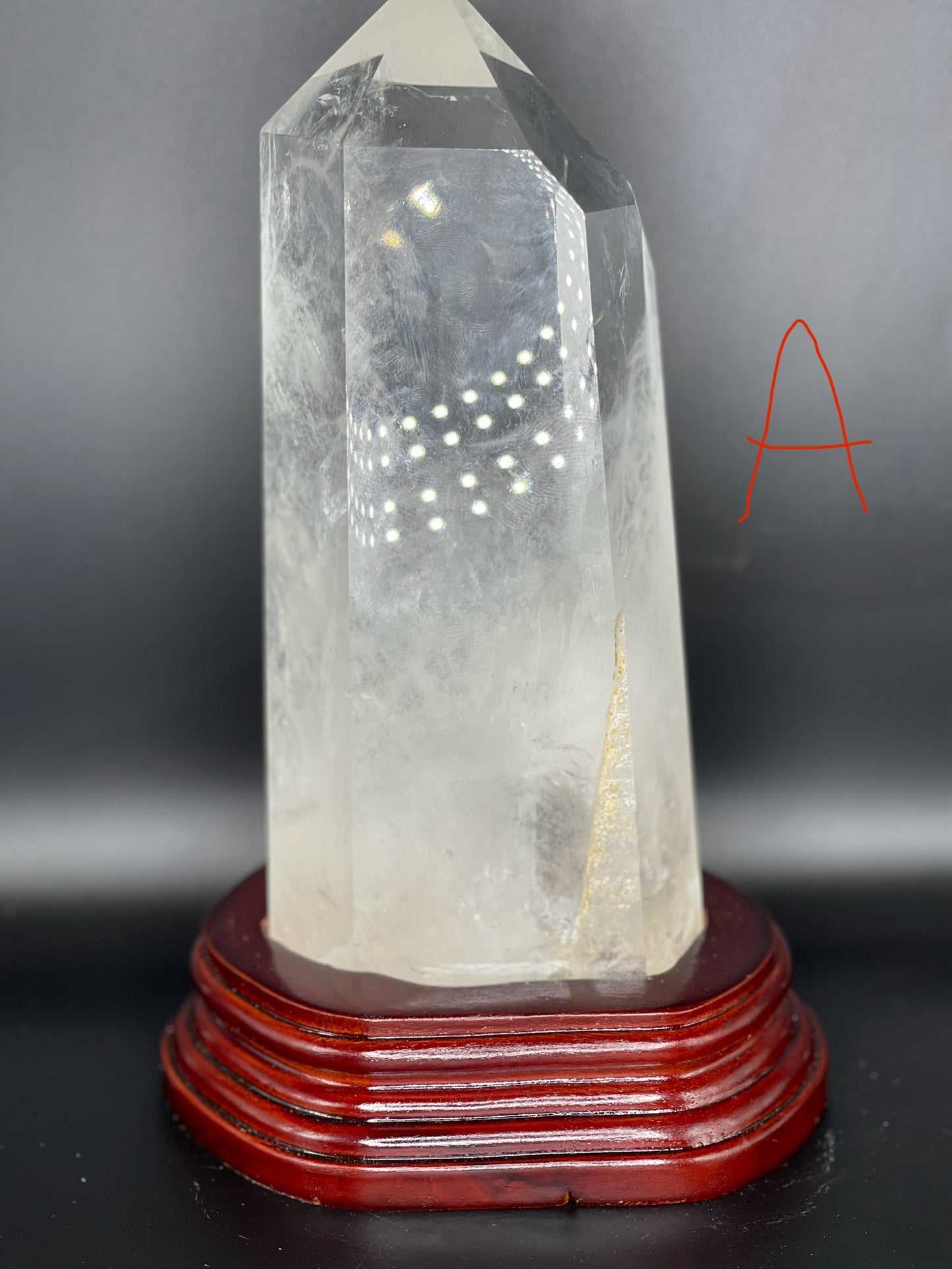 Clear Quartz Point w/ Rainbow Inclusion Large Crystal Piece A