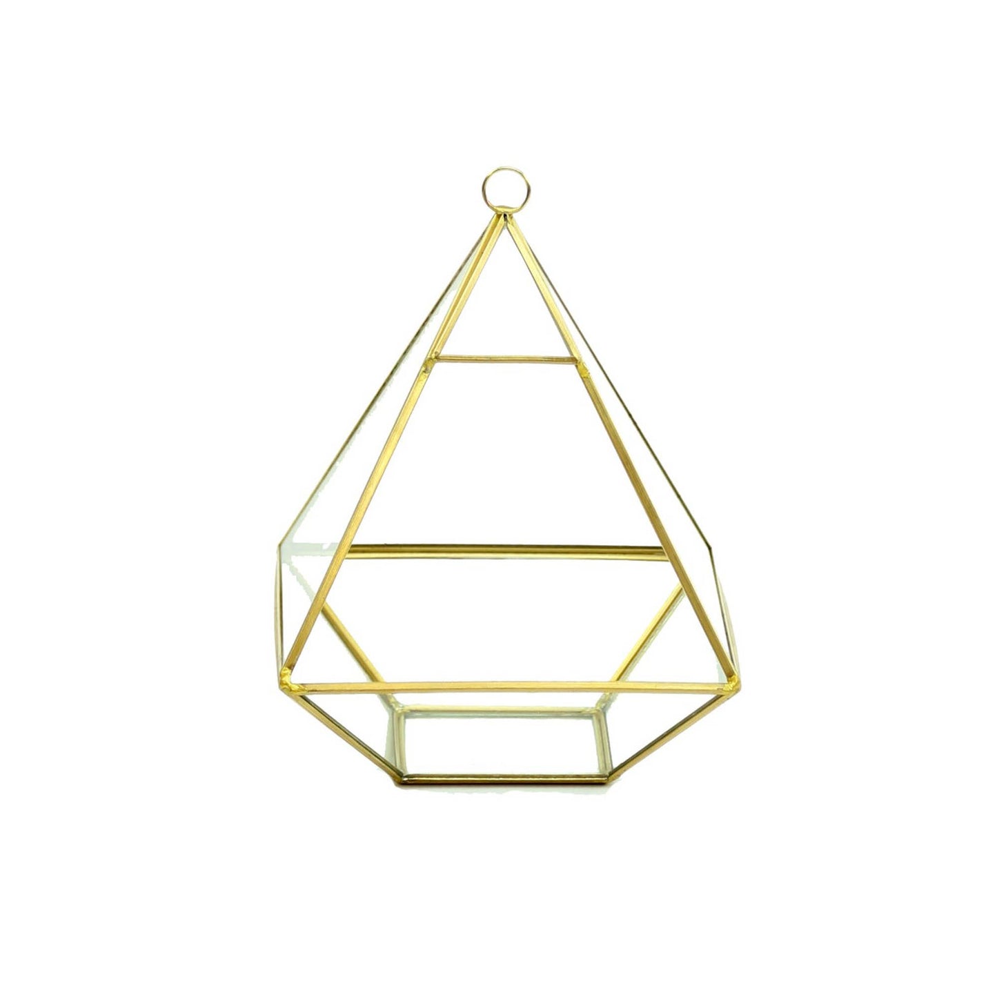 WGV Copper Gold Raised Pyramid Geometric Glass Terrarium - 8"H