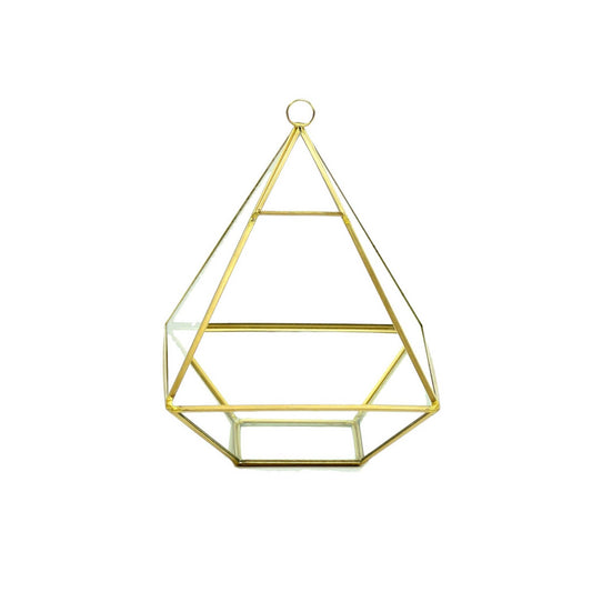 WGV Copper Gold Raised Pyramid Geometric Glass Terrarium - 8"H