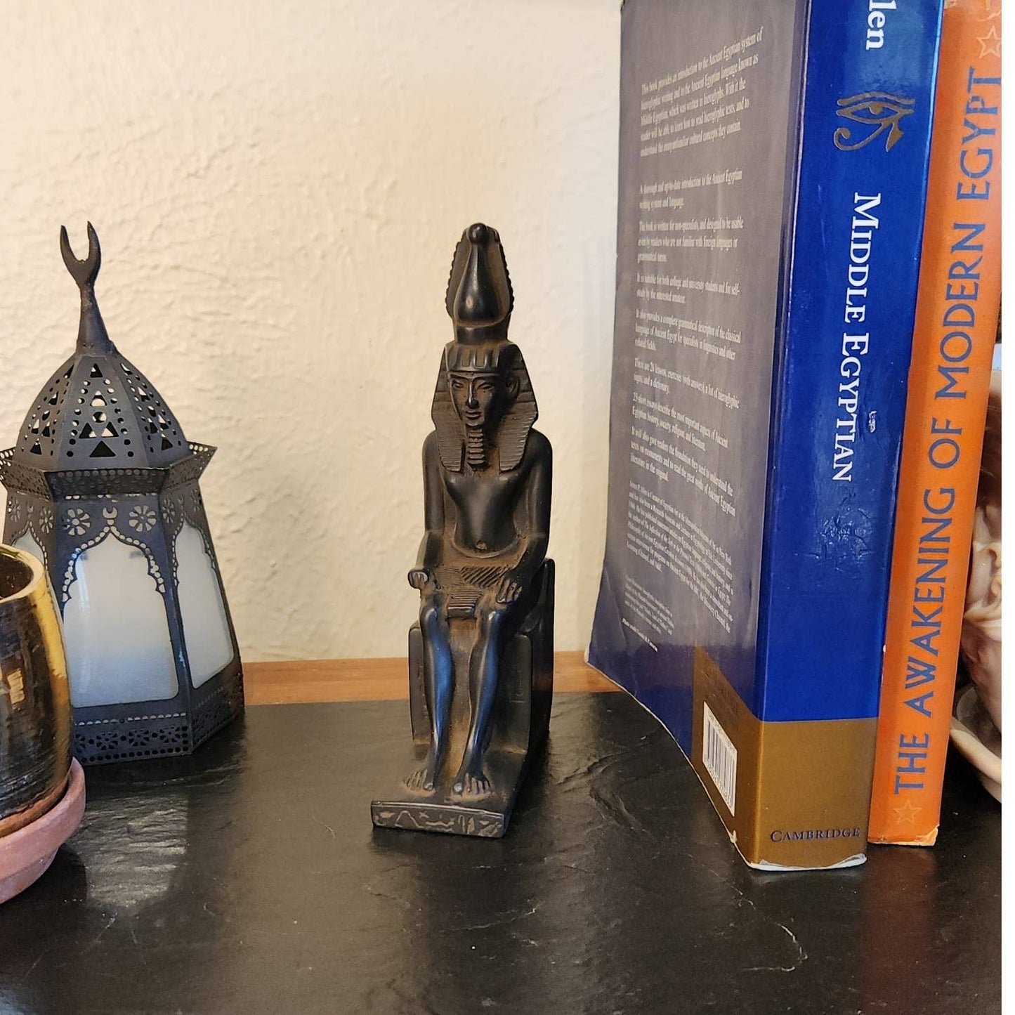 Ramses with Crown Seated Statue Black - 6.75"