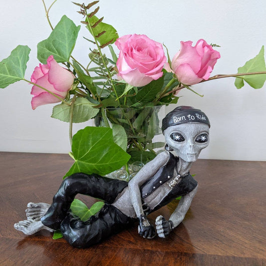 Alien Sexy Biker Dude Lying 10 inch Figurine: Gray