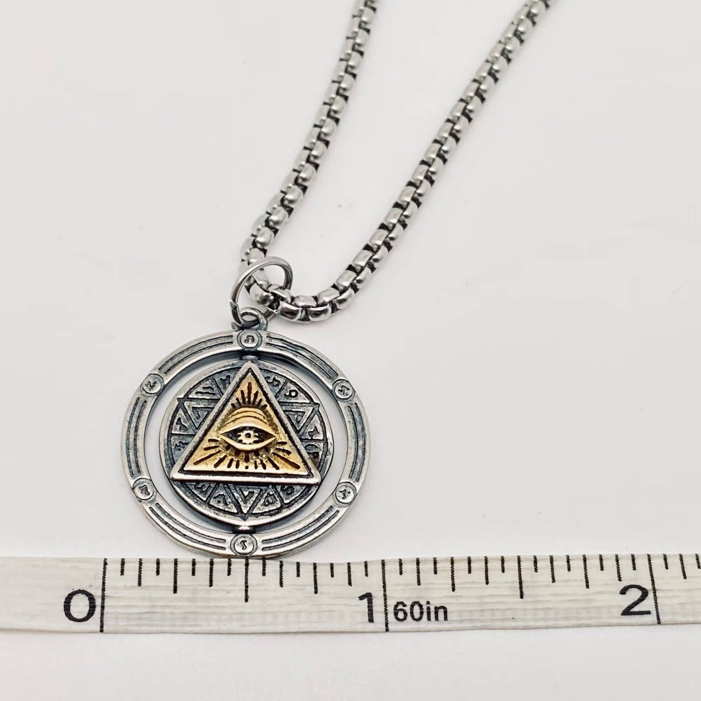 Horus Eye of God Rotatable Pendant Necklace - MJ: Pendant + chain