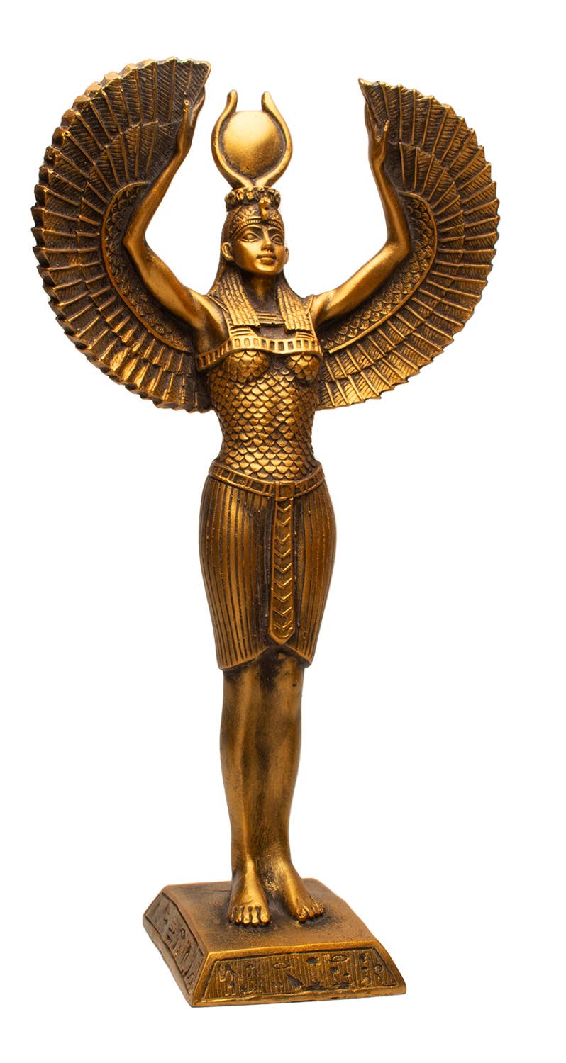 Tall Winged Isis Bronze - 13" - Made in Egypt - Goddess