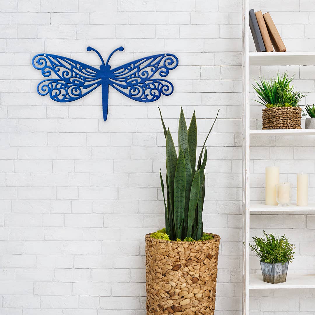 Dragonfly Metal Wall Art | Indoor & Outdoor Home Décor: Teal / 24"